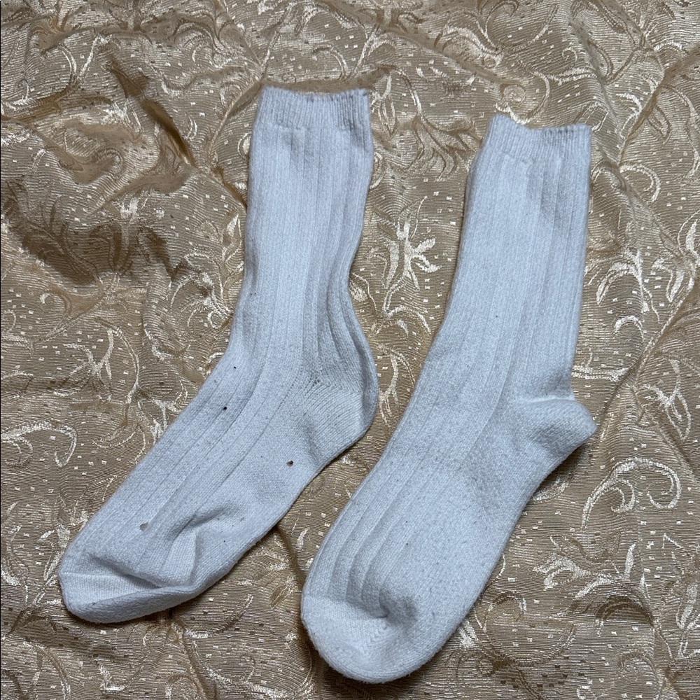 White Women's Ribbed Socks - Picture 2 of 2